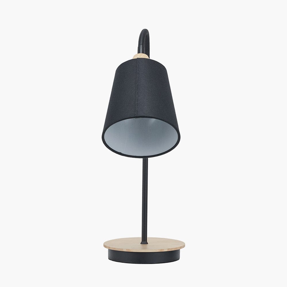 Pacific Lifestyle Lighting Juna Black Metal and Natural Wood Table Lamp House of Isabella UK