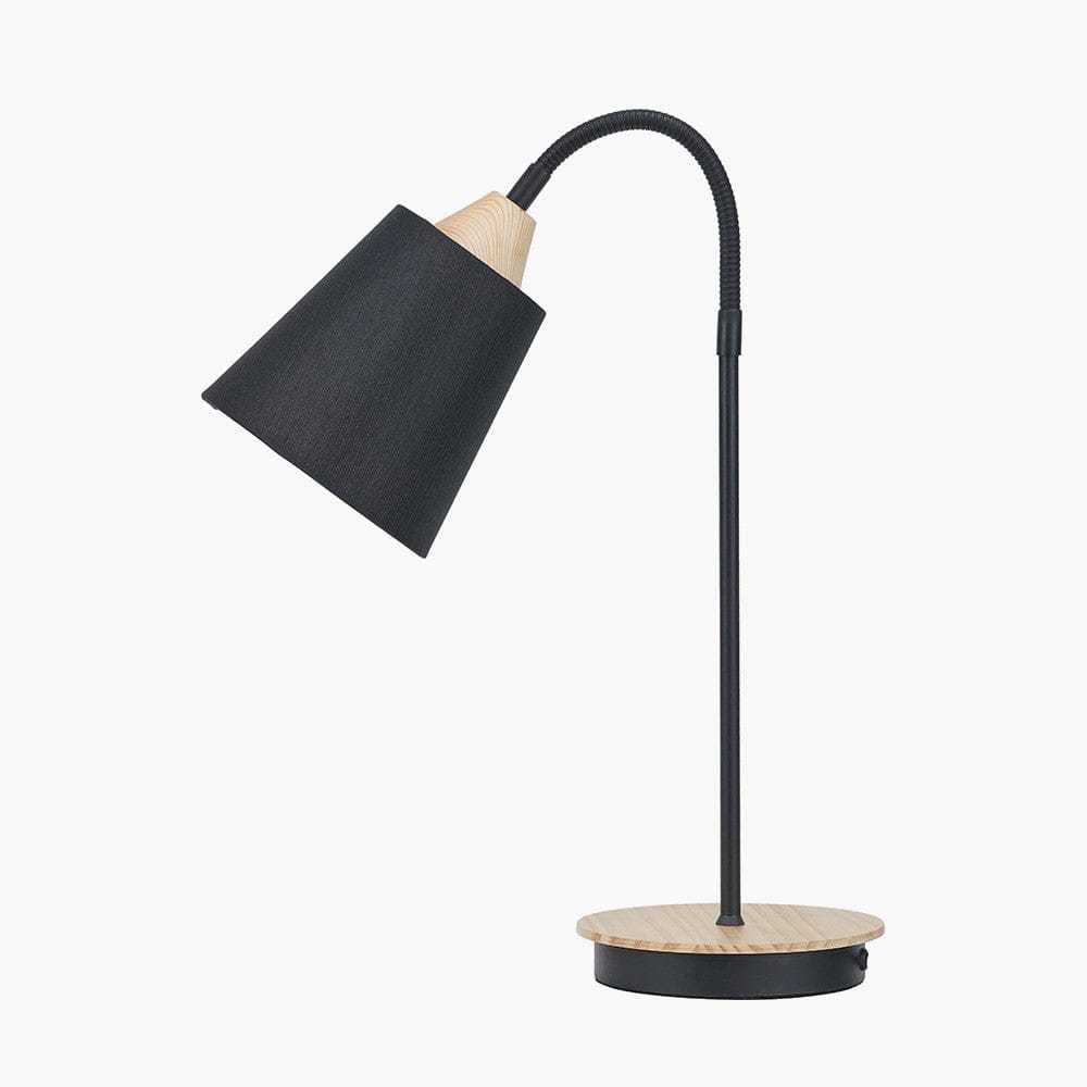 Pacific Lifestyle Lighting Juna Black Metal and Natural Wood Table Lamp House of Isabella UK