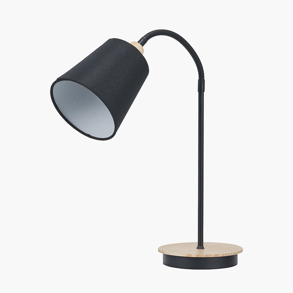 Pacific Lifestyle Lighting Juna Black Metal and Natural Wood Table Lamp House of Isabella UK