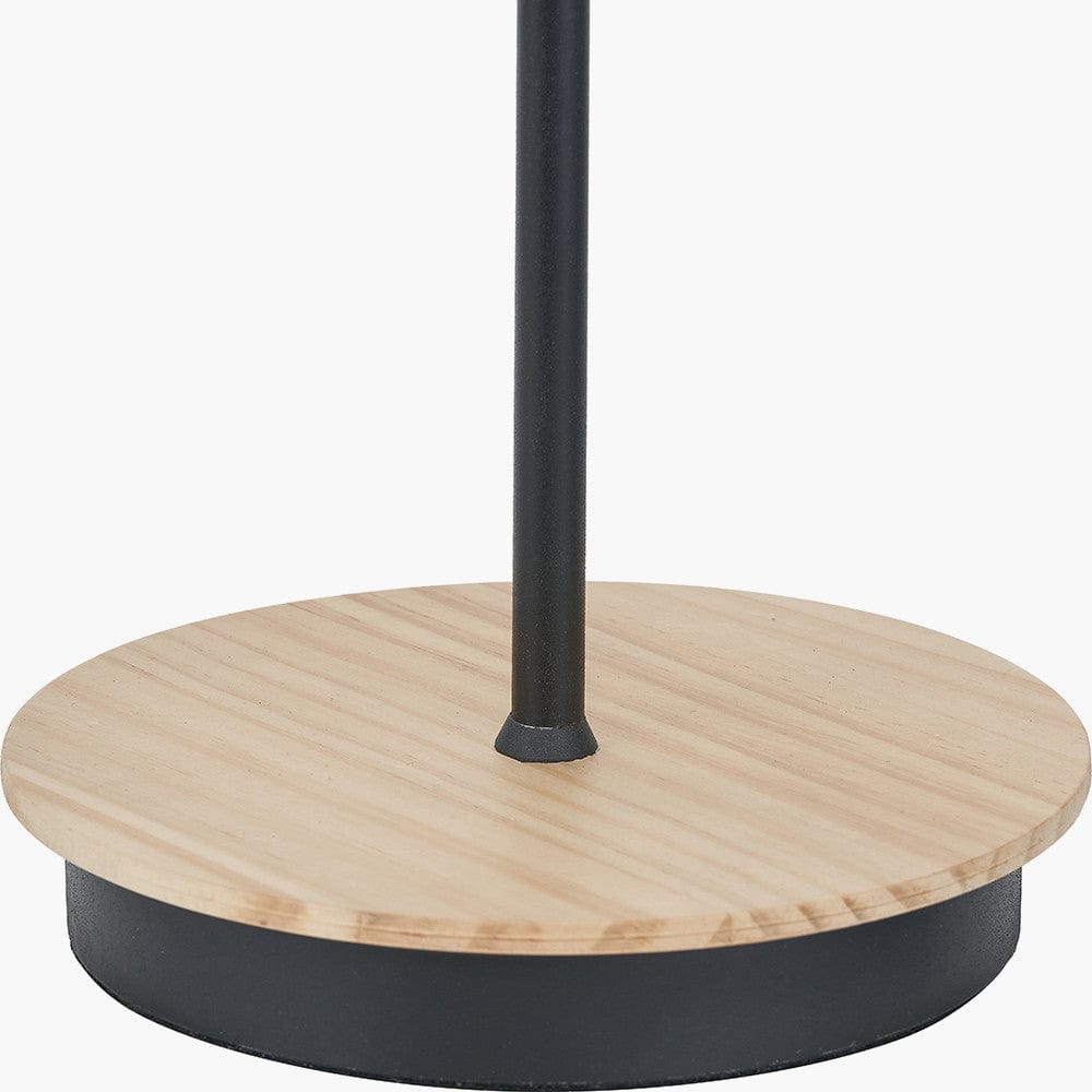Pacific Lifestyle Lighting Juna Black Metal and Natural Wood Table Lamp House of Isabella UK