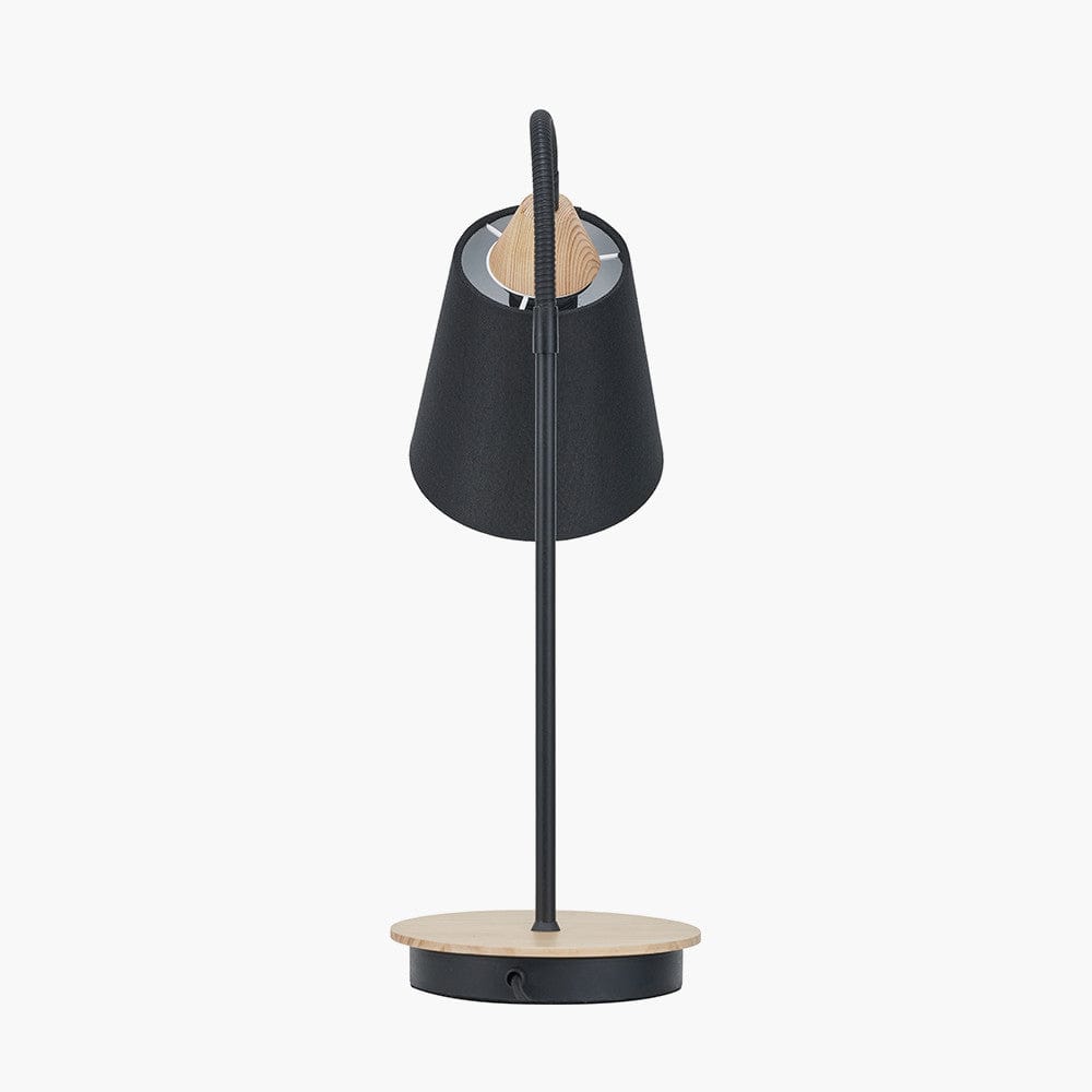 Pacific Lifestyle Lighting Juna Black Metal and Natural Wood Table Lamp House of Isabella UK