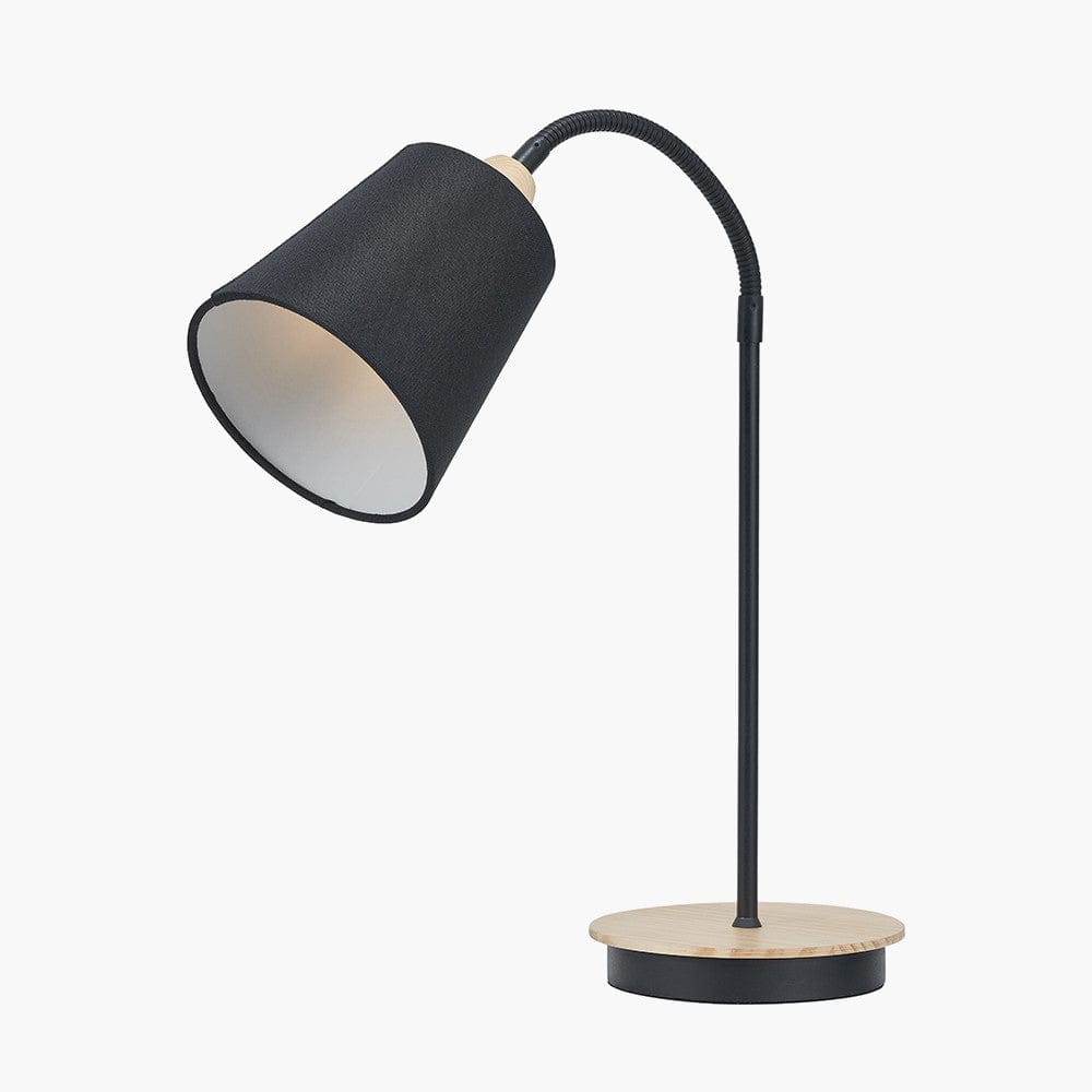 Pacific Lifestyle Lighting Juna Black Metal and Natural Wood Table Lamp House of Isabella UK