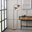 Pacific Lifestyle Lighting Juna Black Metal and Natural Wood Two Head Floor Lamp House of Isabella UK