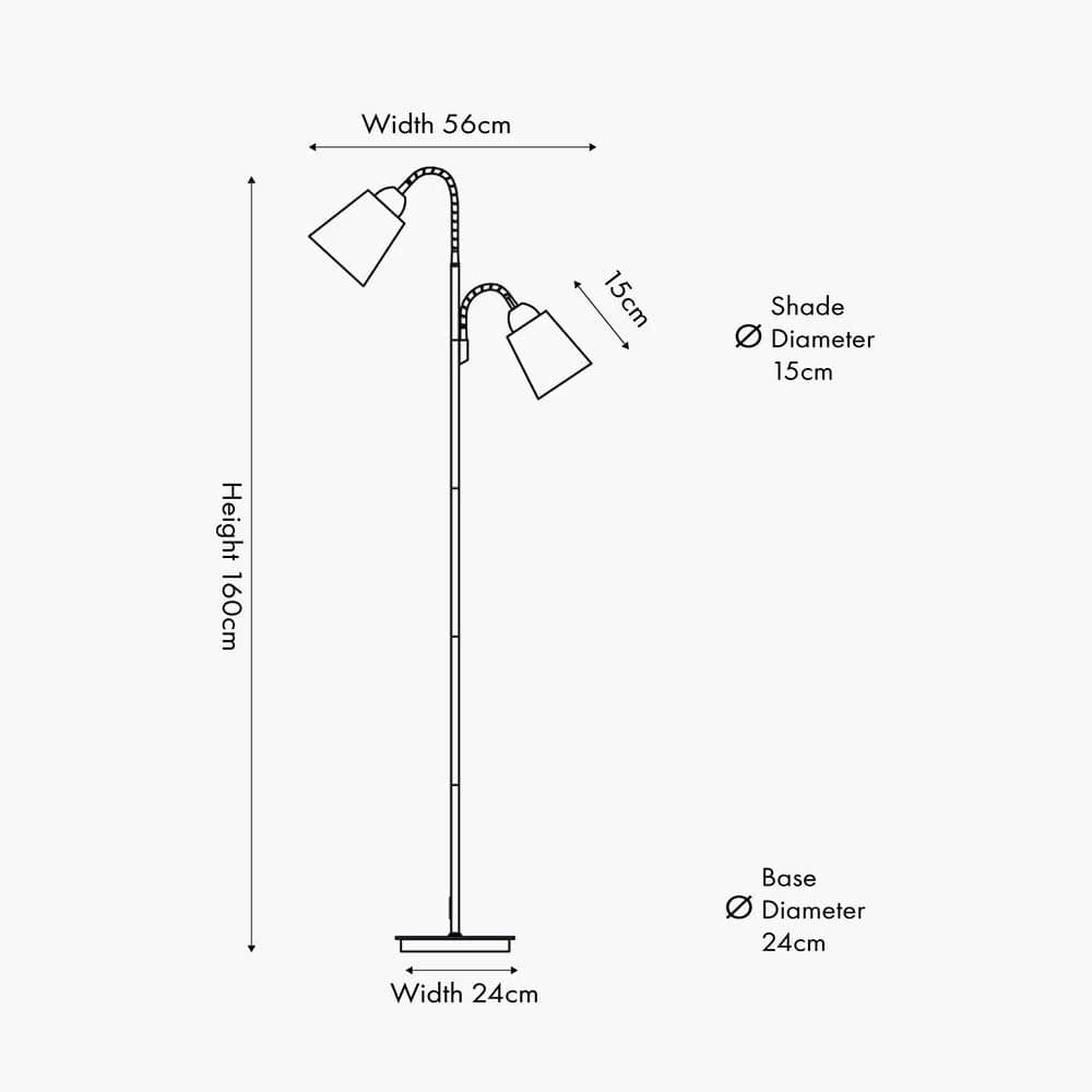 Pacific Lifestyle Lighting Juna Black Metal and Natural Wood Two Head Floor Lamp House of Isabella UK