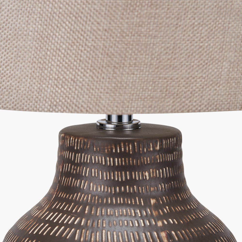 Pacific Lifestyle Lighting Kai Earth Coloured Textured Tall Ceramic Table Lamp House of Isabella UK