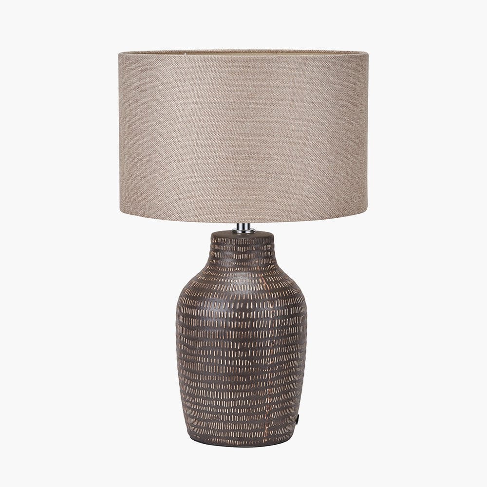 Pacific Lifestyle Lighting Kai Earth Coloured Textured Tall Ceramic Table Lamp House of Isabella UK