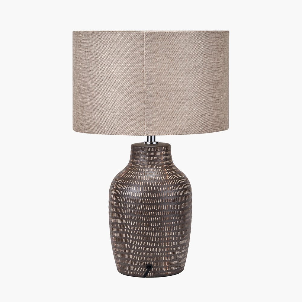Pacific Lifestyle Lighting Kai Earth Coloured Textured Tall Ceramic Table Lamp House of Isabella UK