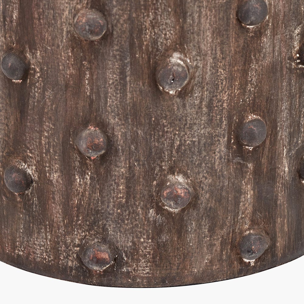 Kali Textured Dot Grey Stoneware Table Lamp Base with Lino 30cm White Self Lined Linen Drum Shade.