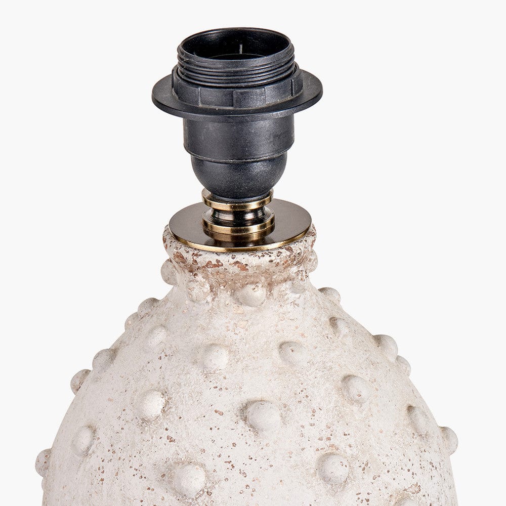 Kali Textured Dot Light Grey Stoneware Table Lamp Base with Edward 30cm Pistachio Green Linen Cylinder Lampshade.