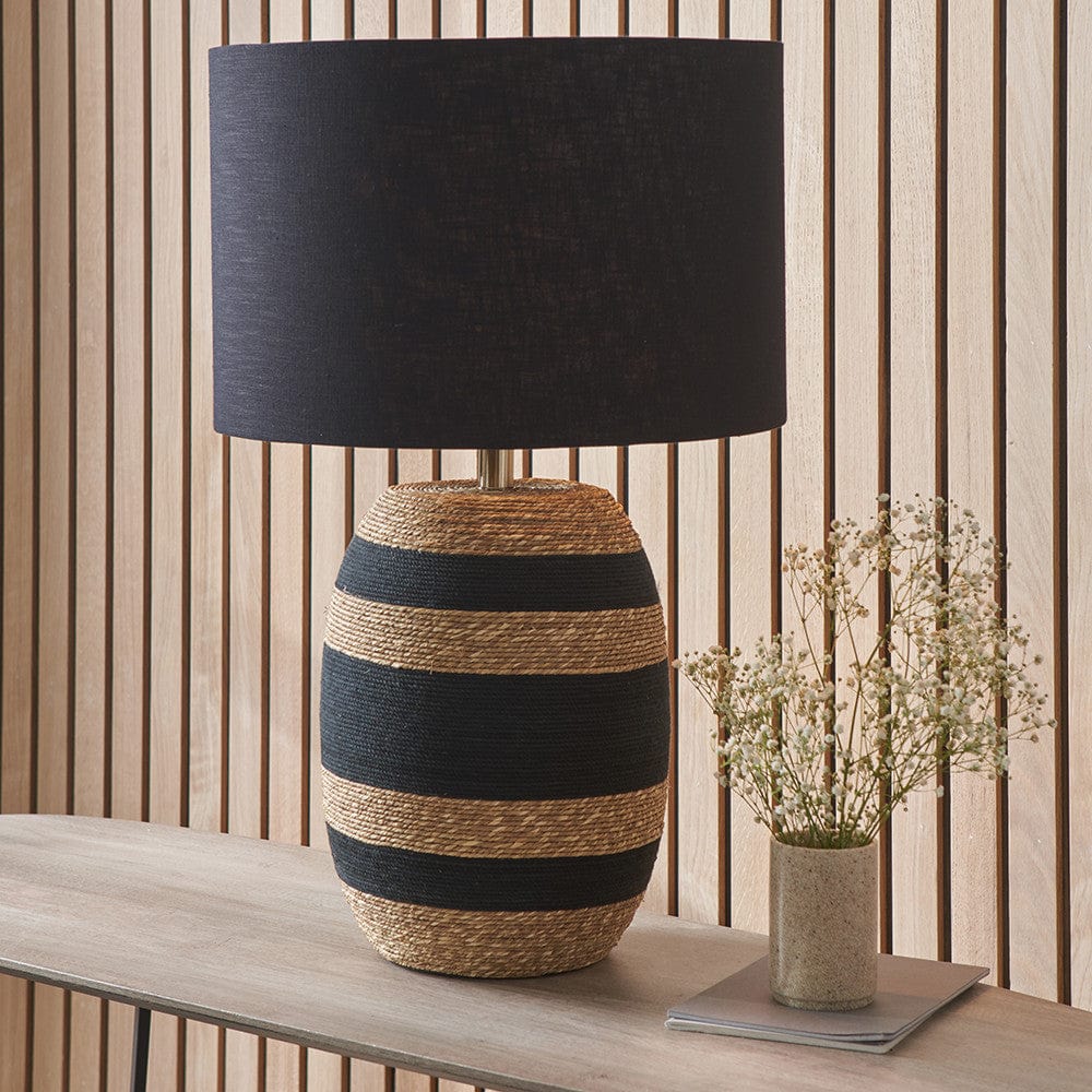 Kalutara Black and Natural Sea Grass Tall Table Lamp.