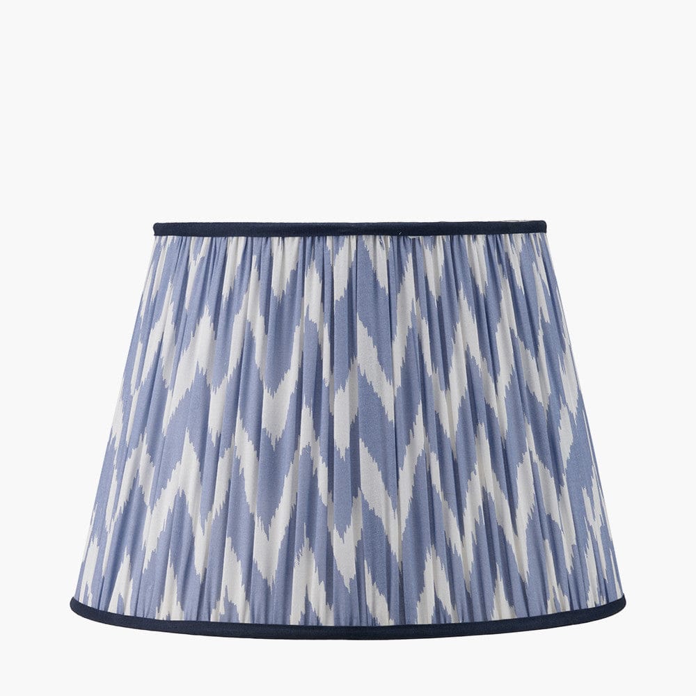 Pacific Lifestyle Lighting Kamilah 45cm Blue Chevron Patterned Mushroom Pleat Tapered Lamp Shade House of Isabella UK