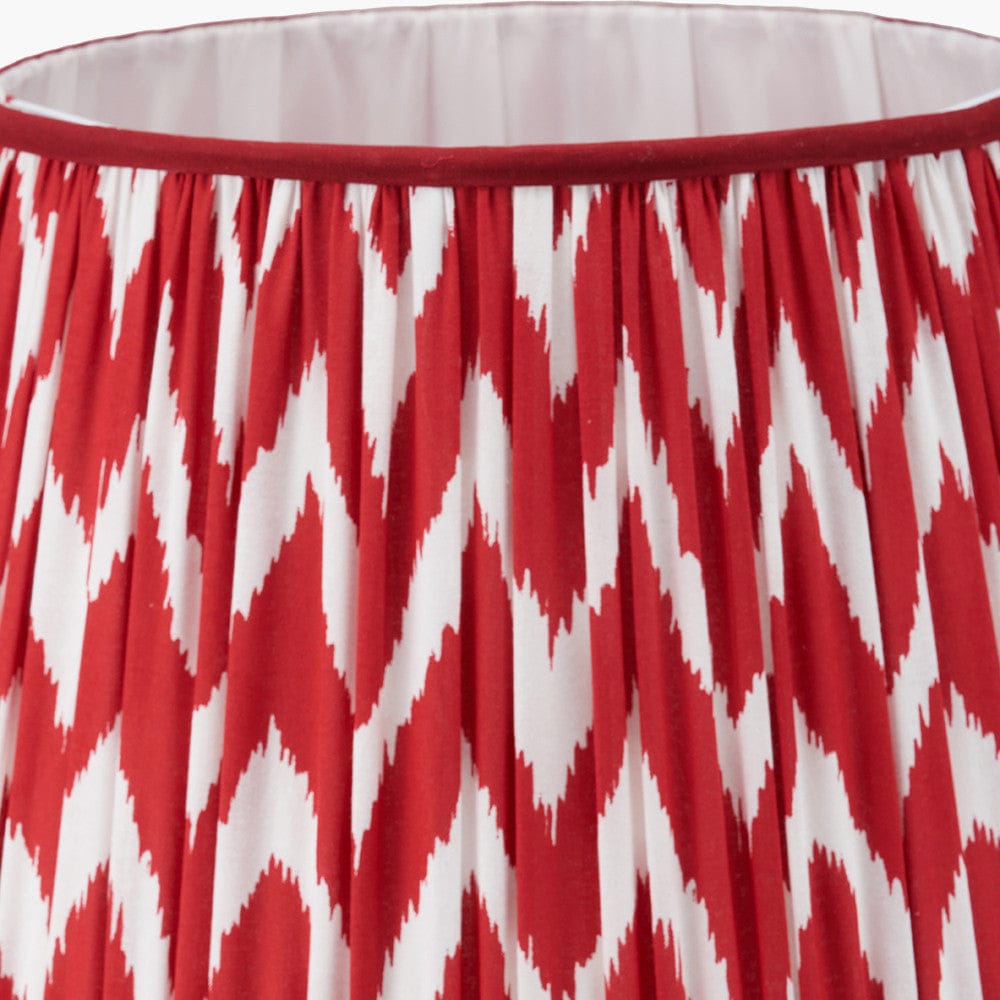 Pacific Lifestyle Lighting Kamilah 45cm Red Chevron Patterned Mushroom Pleat Tapered Lamp Shade House of Isabella UK