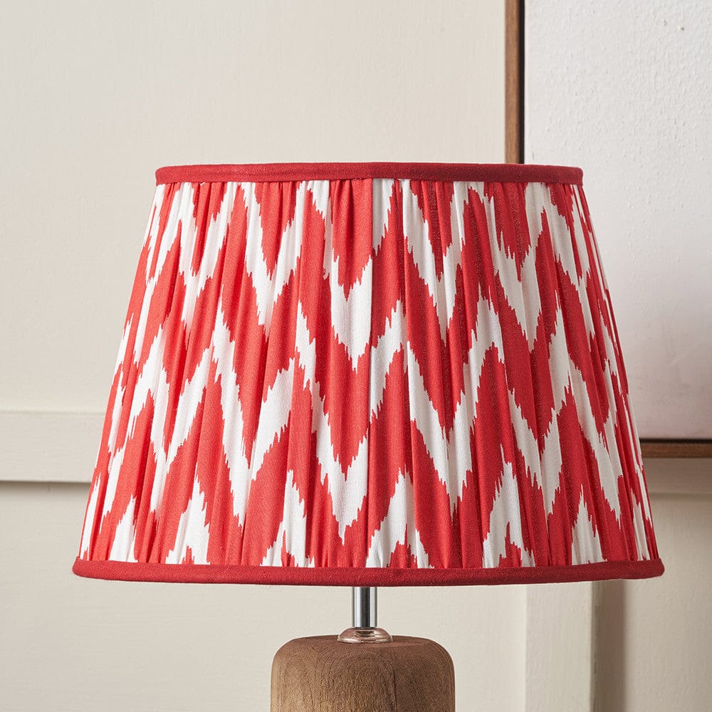 Pacific Lifestyle Lighting Kamilah 45cm Red Chevron Patterned Mushroom Pleat Tapered Lamp Shade House of Isabella UK