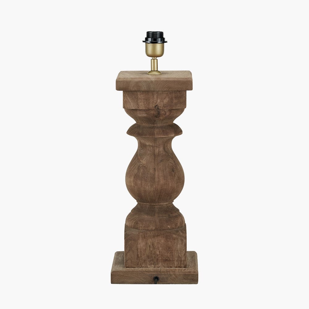 Pacific Lifestyle Lighting Kavya Antique Brown Turned Wood Table Lamp Base House of Isabella UK