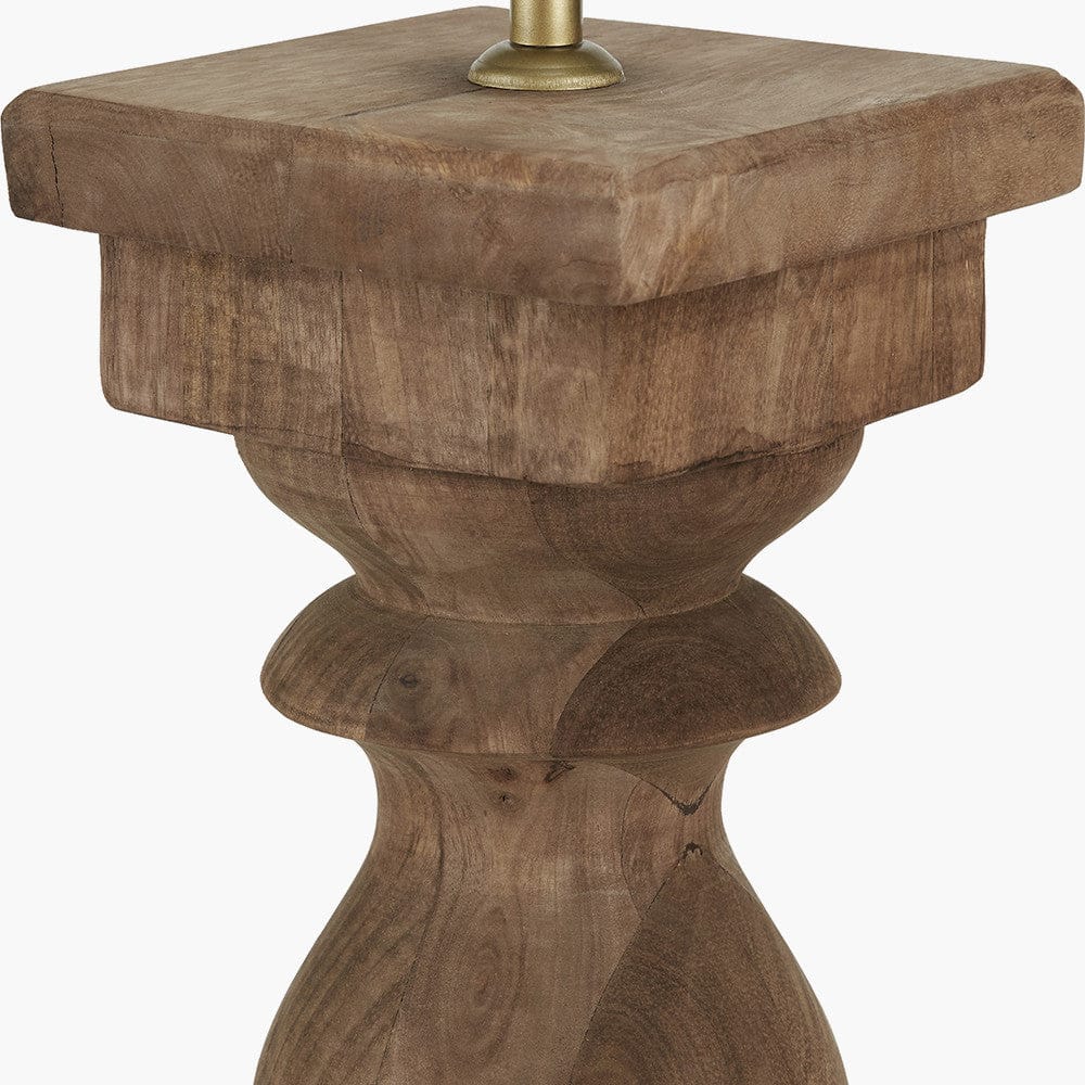 Pacific Lifestyle Lighting Kavya Antique Brown Turned Wood Table Lamp Base House of Isabella UK