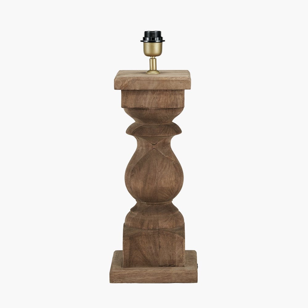Pacific Lifestyle Lighting Kavya Antique Brown Turned Wood Table Lamp Base House of Isabella UK