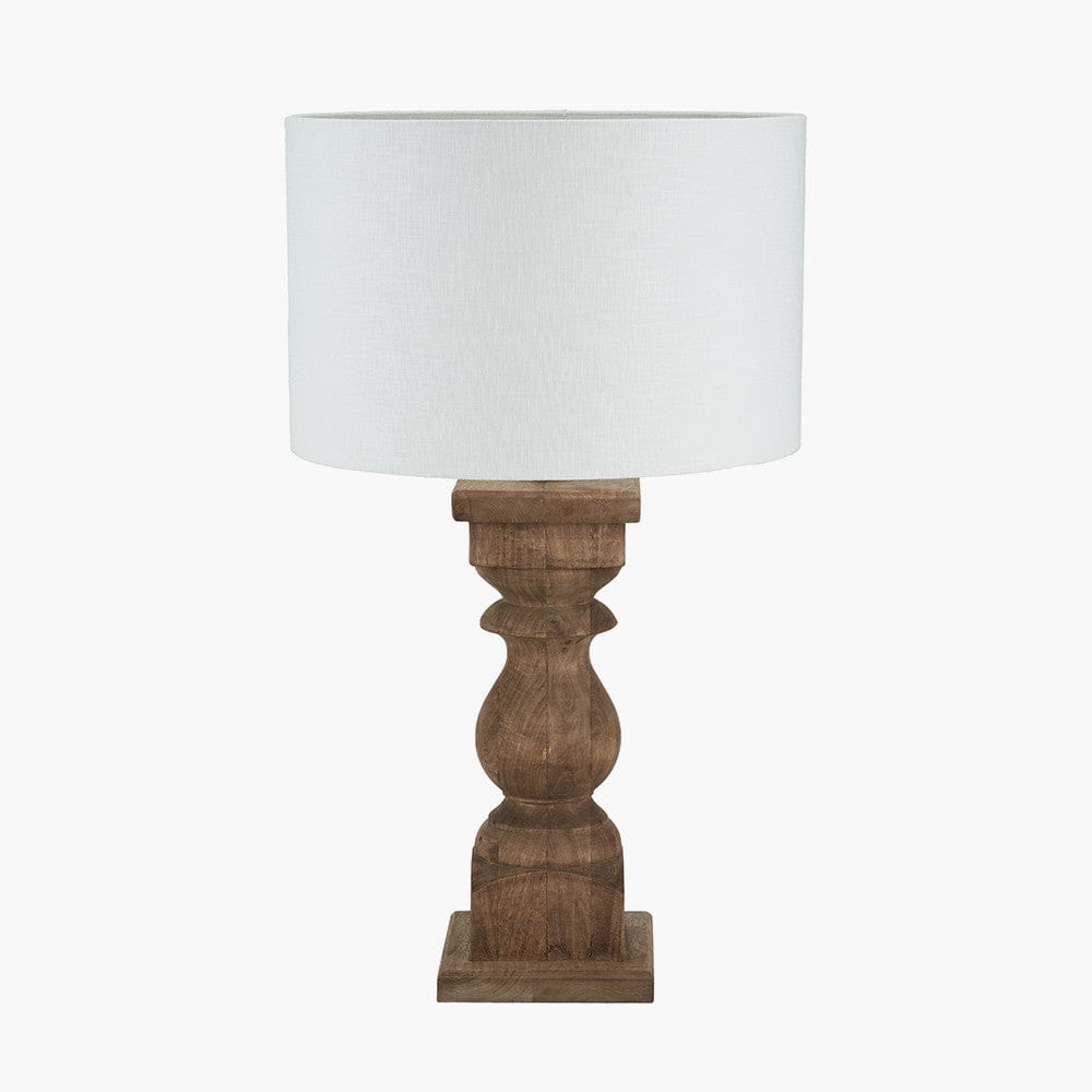 Pacific Lifestyle Lighting Kavya Antique Brown Turned Wood Table Lamp Base House of Isabella UK