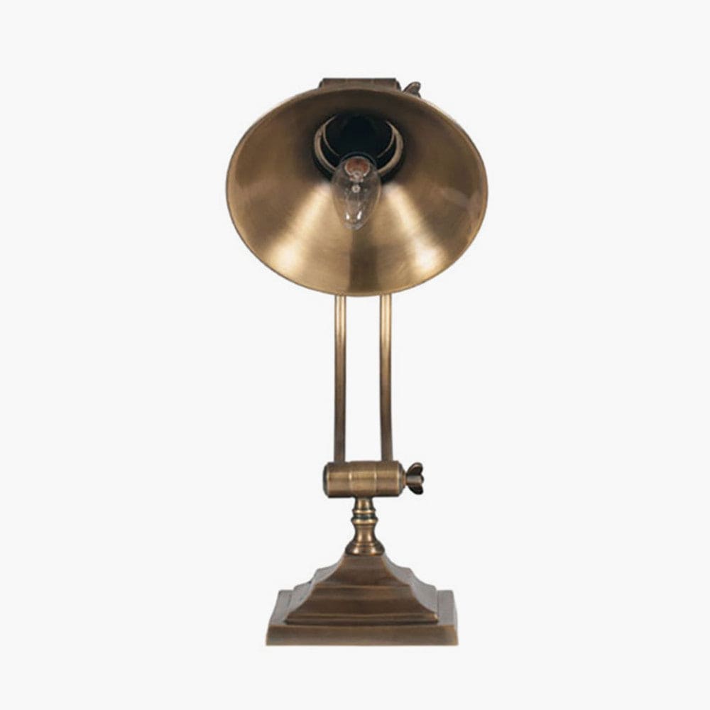 Kensington Antique Brass Metal Arched Arm Task Table Lamp.