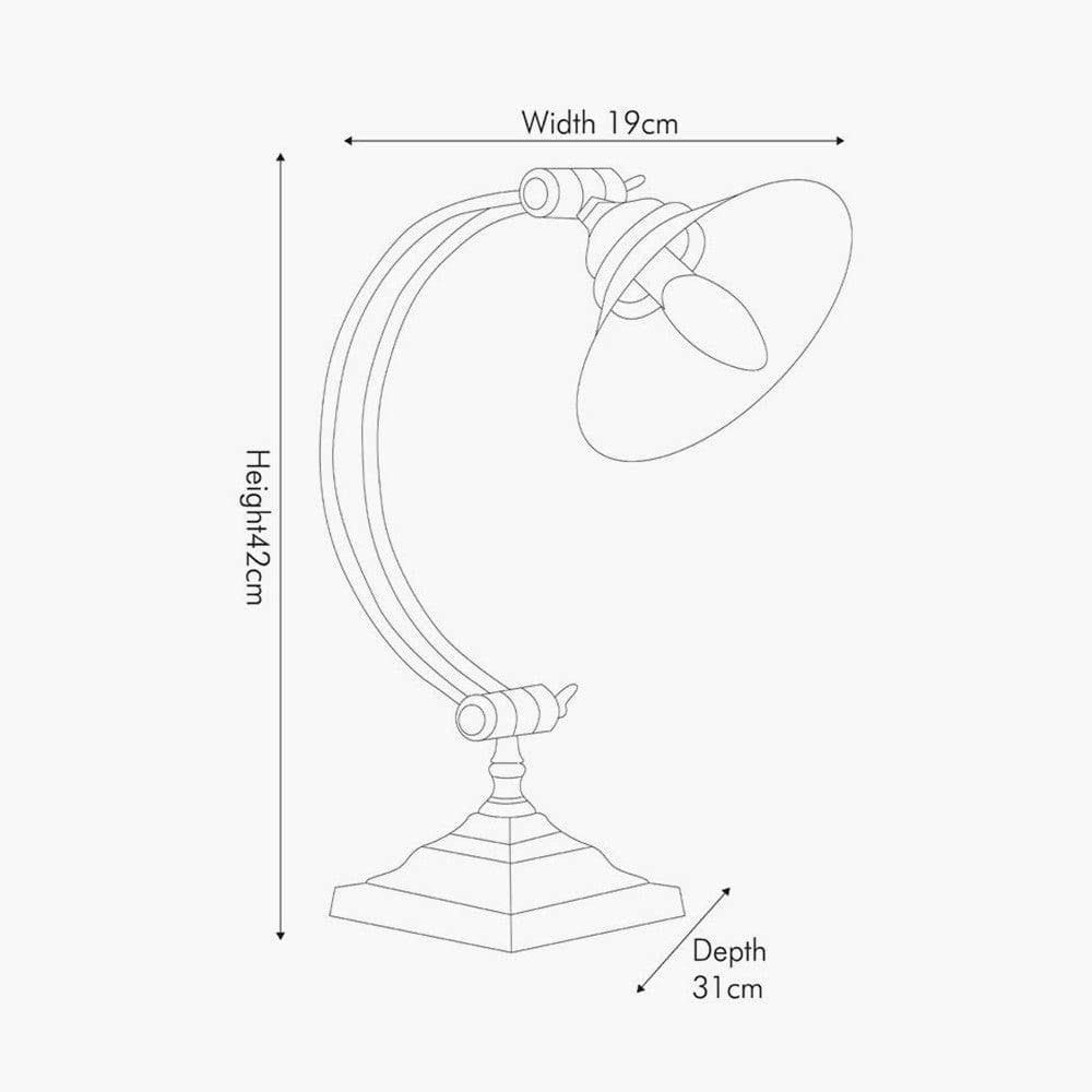 Pacific Lifestyle Lighting Kensington Nickel Metal Arched Arm Task Table Lamp House of Isabella UK