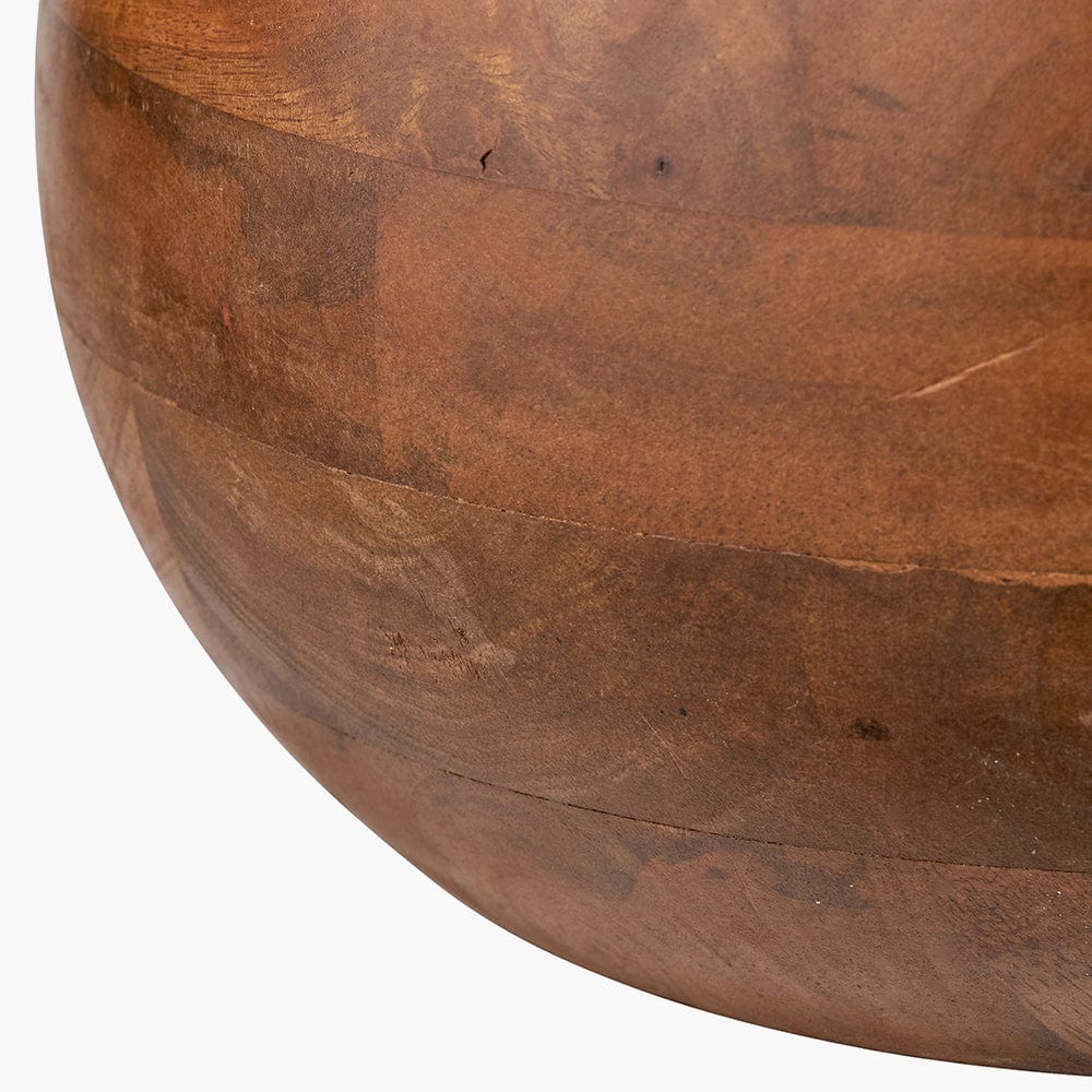 Kiah Brown Oiled Finish Mango Wood Round Table Lamp Base.