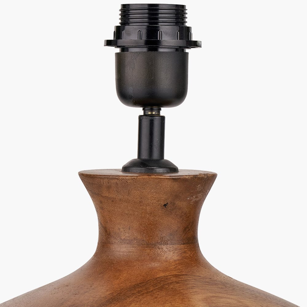 Kiah Brown Oiled Finish Mango Wood Round Table Lamp Base.