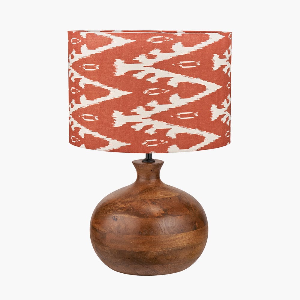 Kiah Brown Oiled Finish Mango Wood Round Table Lamp Base.