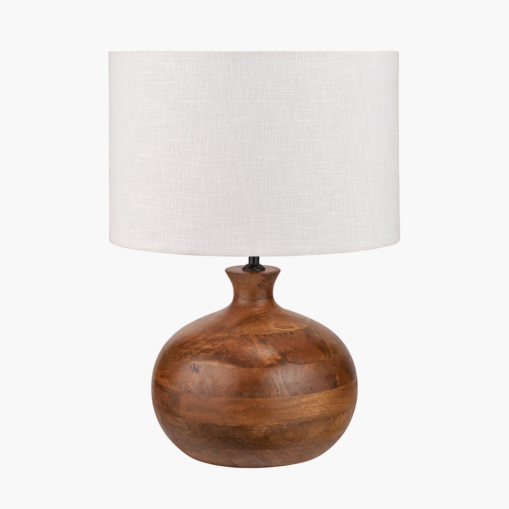 Kiah Brown Oiled Finish Mango Wood Round Table Lamp Base.