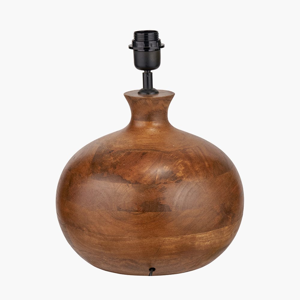 Kiah Brown Oiled Finish Mango Wood Round Table Lamp Base.