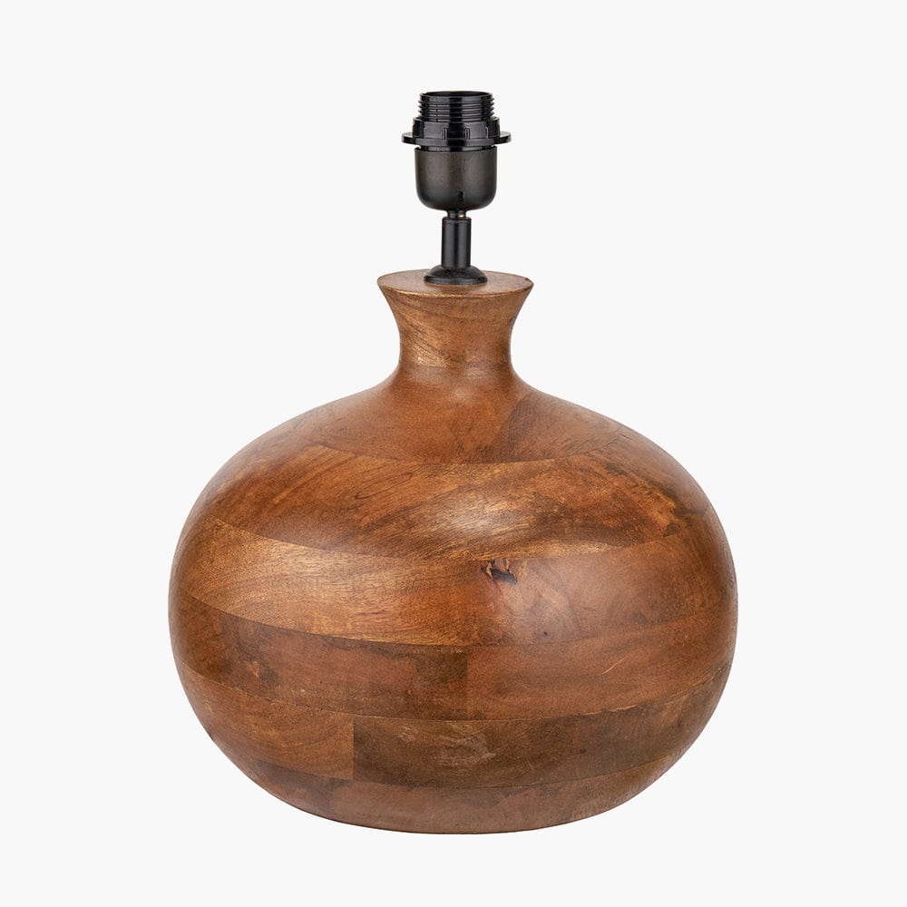 Kiah Brown Oiled Finish Mango Wood Round Table Lamp Base.