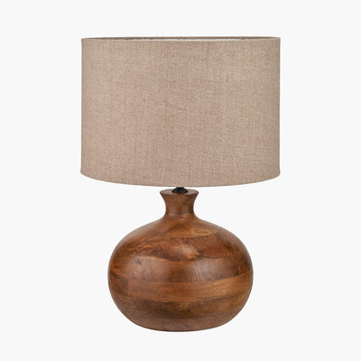 Pacific Lifestyle Lighting Kiah Brown Oiled Finish Mango Wood Round Table Lamp Base House of Isabella UK