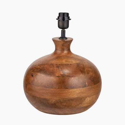 Pacific Lifestyle Lighting Kiah Brown Oiled Finish Mango Wood Round Table Lamp Base House of Isabella UK