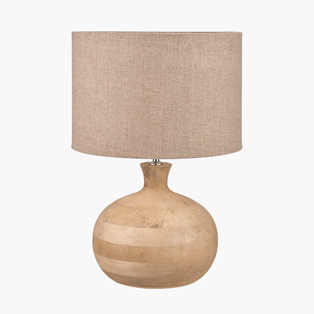 Kiah Natural Mango Wood Round Table Lamp Base.