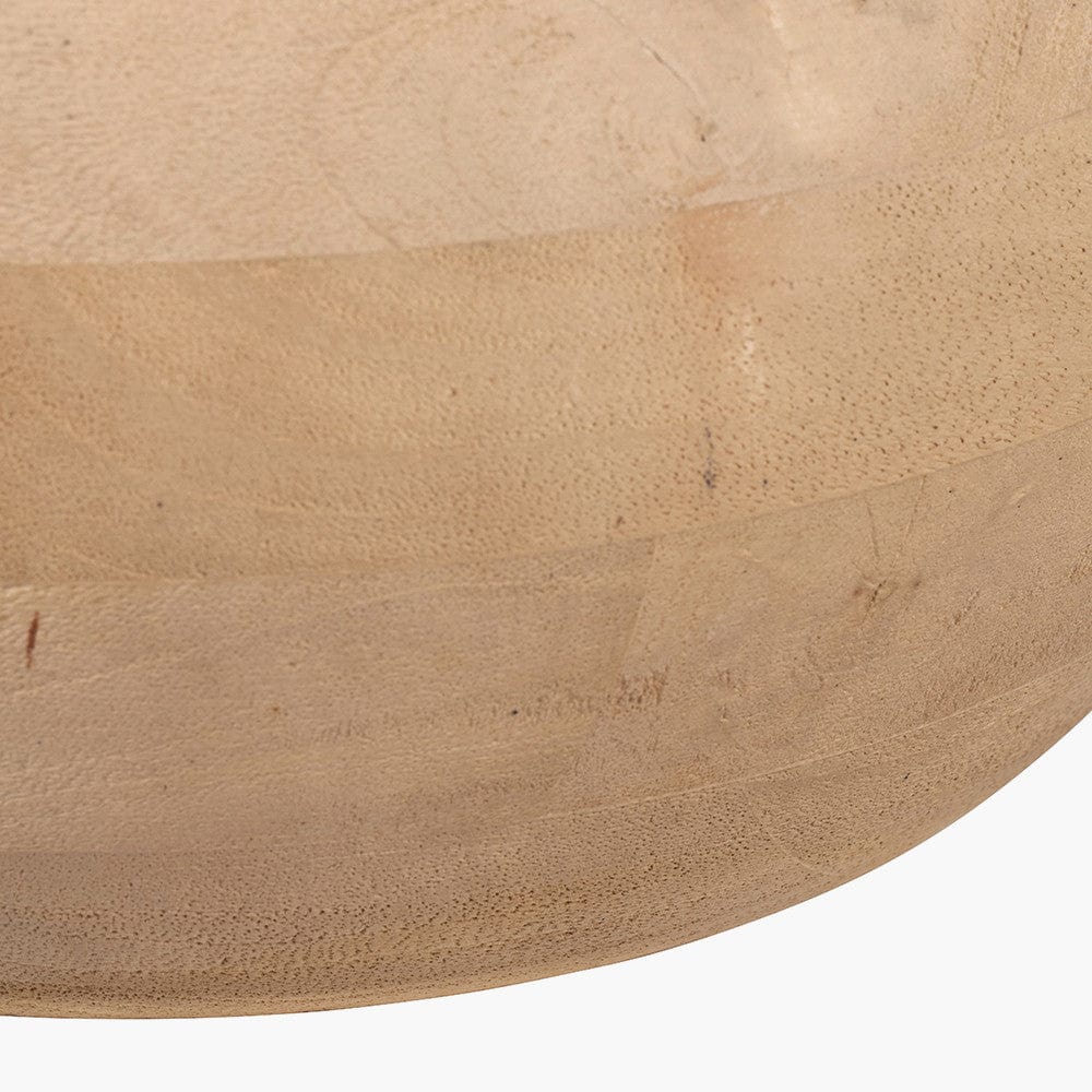 Kiah Natural Mango Wood Round Table Lamp Base with Lino 40cm White Self Lined Linen Cylinder Lampshade.