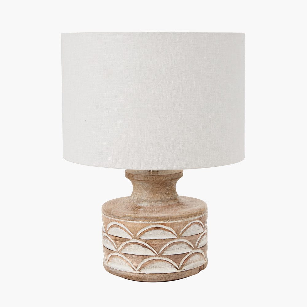 Kingsbury White Wash Carved Wood Table Lamp Base.