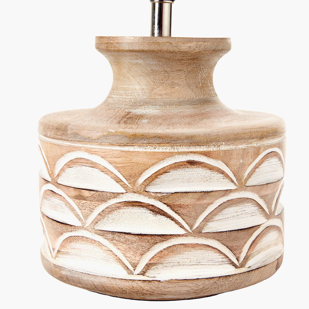 Kingsbury White Wash Carved Wood Table Lamp Base.