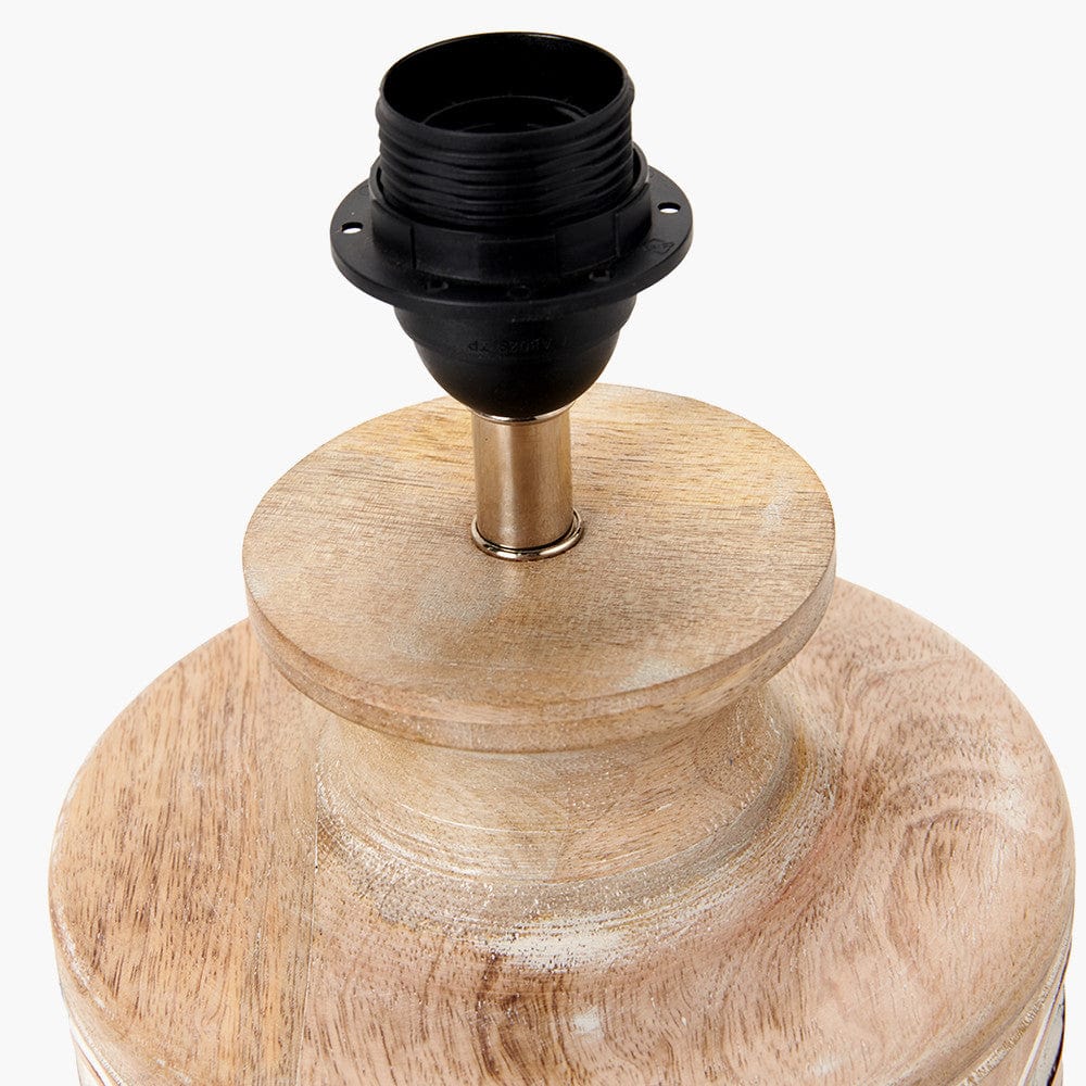 Kingsbury White Wash Carved Wood Table Lamp Base.