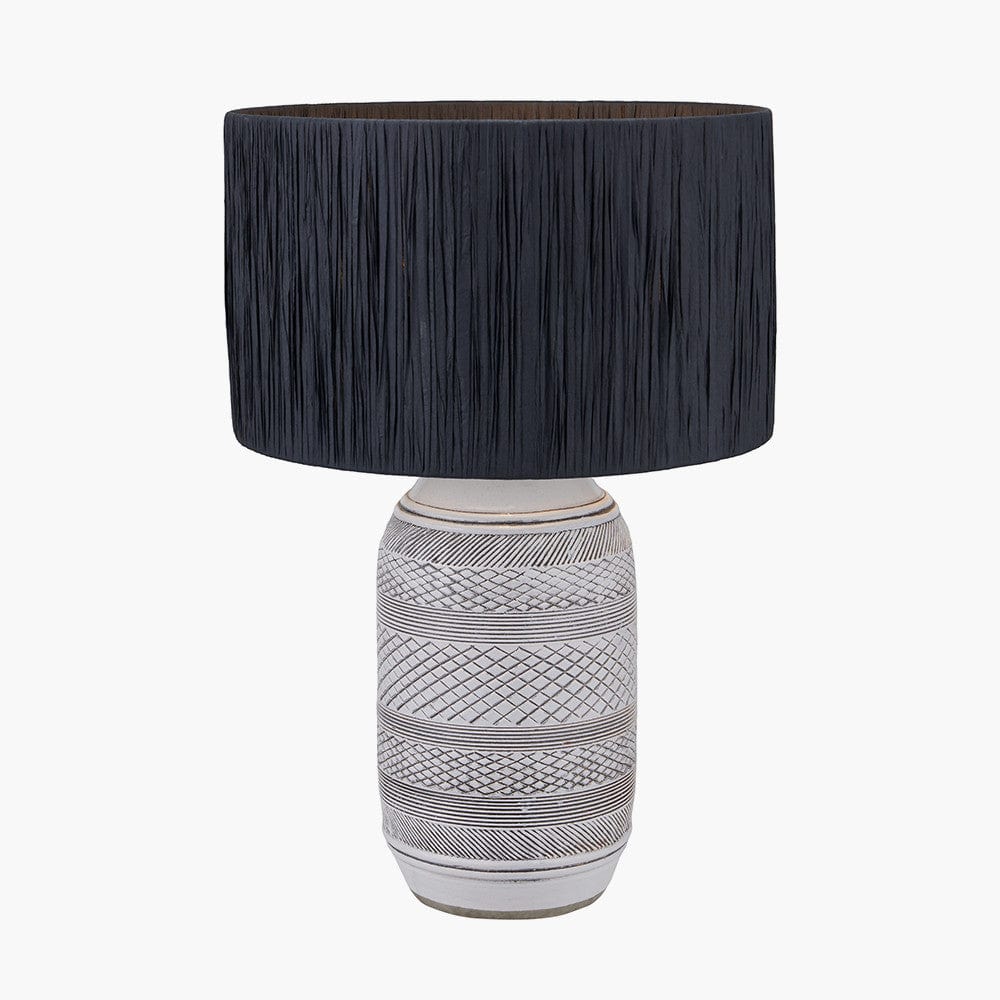 Kira White and Black Textured Stoneware Table Lamp.