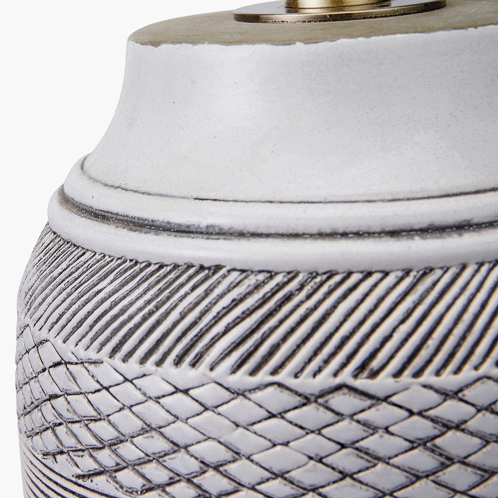 Kira White and Black Textured Stoneware Table Lamp.