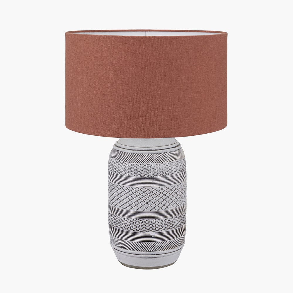 Kira White and Black Textured Stoneware Table Lamp.