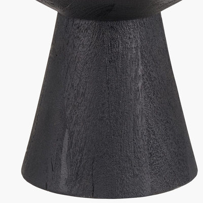 Pacific Lifestyle Lighting Koa Black Mango Wood Contemporary Table Lamp Base with Lino 35cm White Self Lined Linen Drum Shade House of Isabella UK