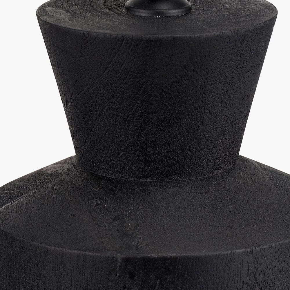 Koa Black Mango Wood Contemporary Table Lamp Base with Lino 35cm White Self Lined Linen Drum Shade.