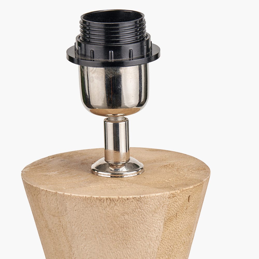 Pacific Lifestyle Lighting Koa Natural Mango Wood Contemporary Table Lamp Base with Lino 35cm Black Self Lined Linen Cylinder Lampshade House of Isabella UK