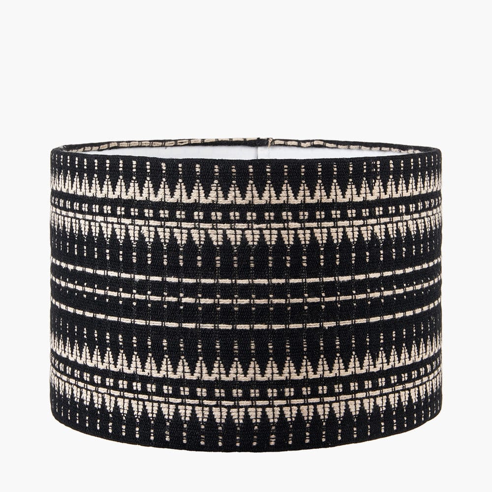 Ladakh 30cm Black and White Woven Cylinder Lampshade.