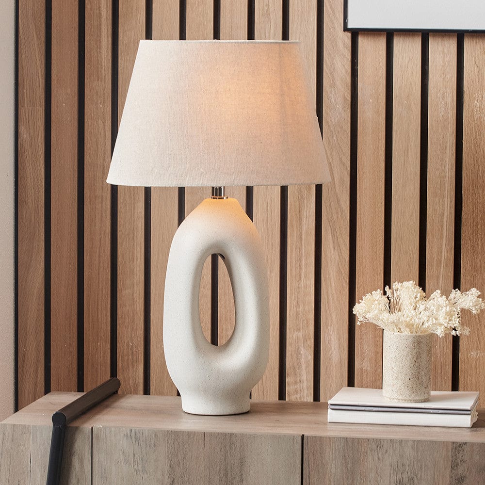 Laila Natural Organic Tall Ceramic Table Lamp.