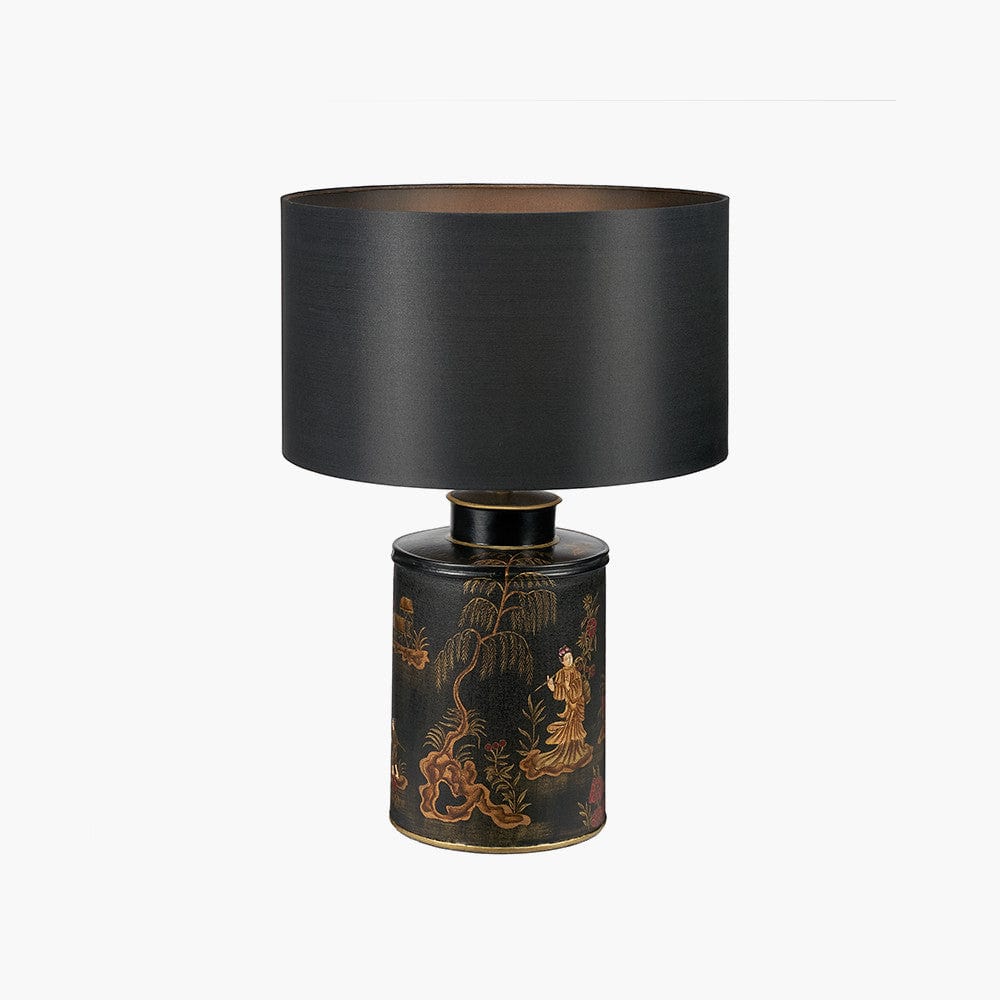 Landscape Black Hand Painted Metal Table Lamp.