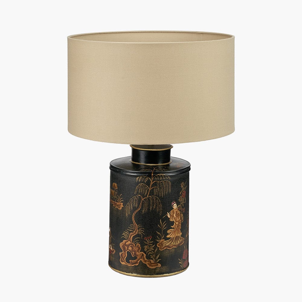 Landscape Black Hand Painted Metal Table Lamp.