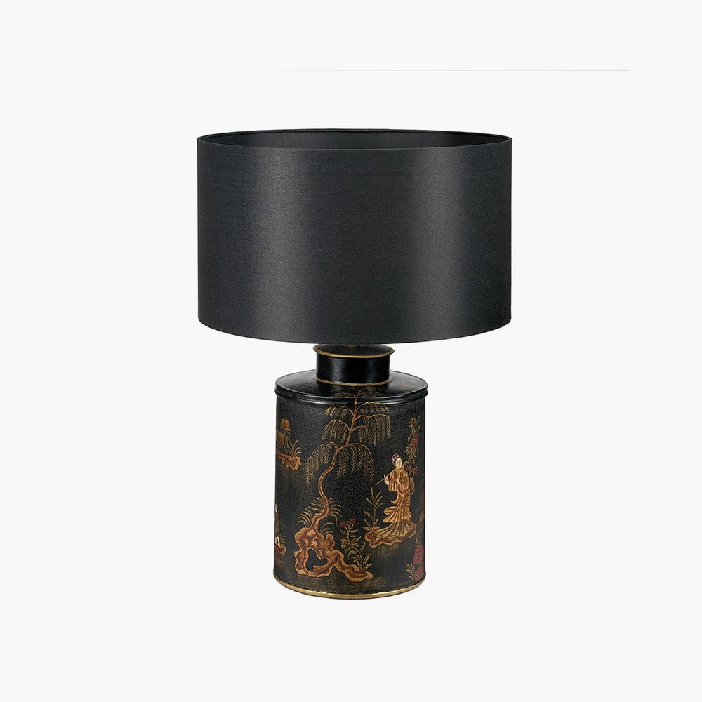 Landscape Black Hand Painted Metal Table Lamp.
