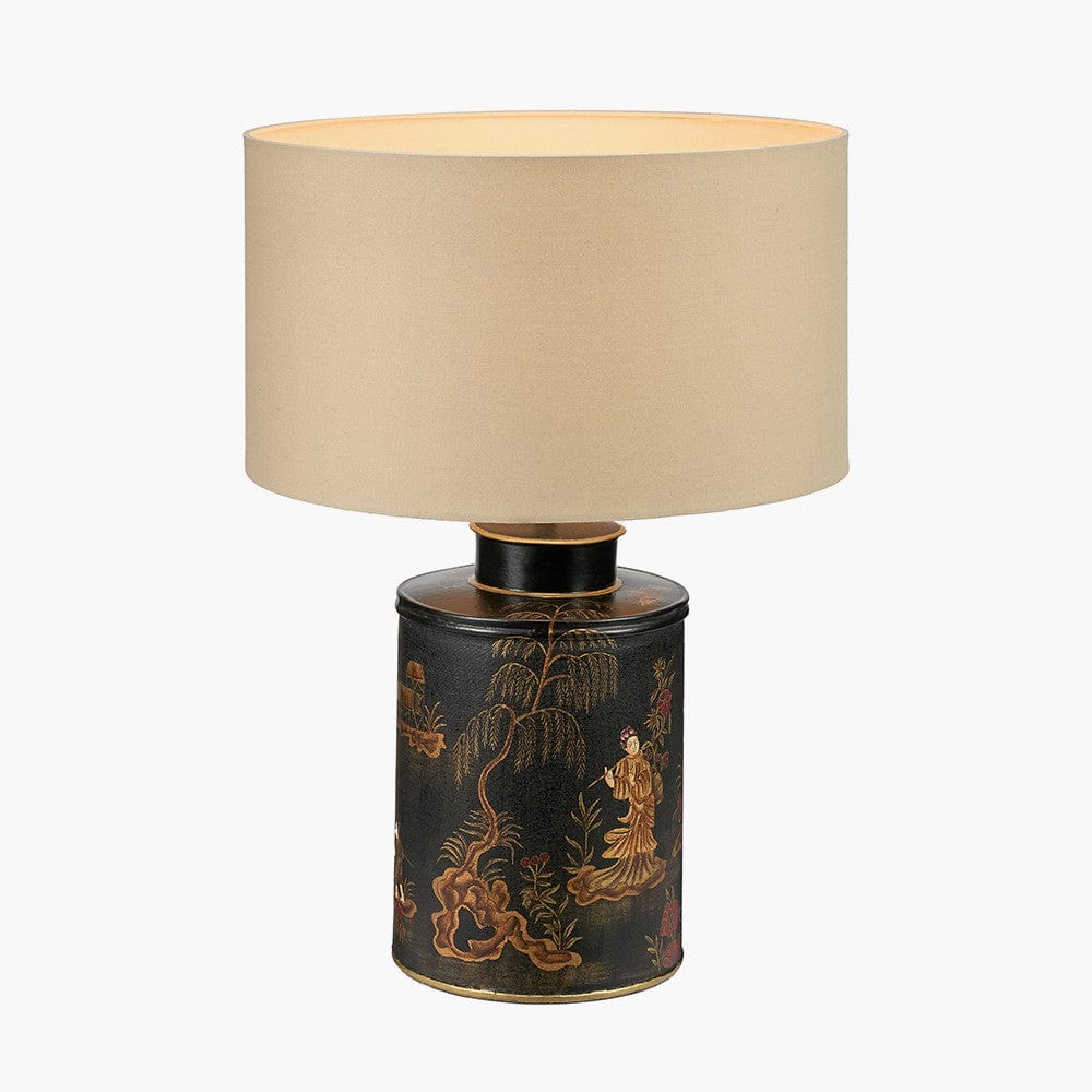 Landscape Black Hand Painted Metal Table Lamp.
