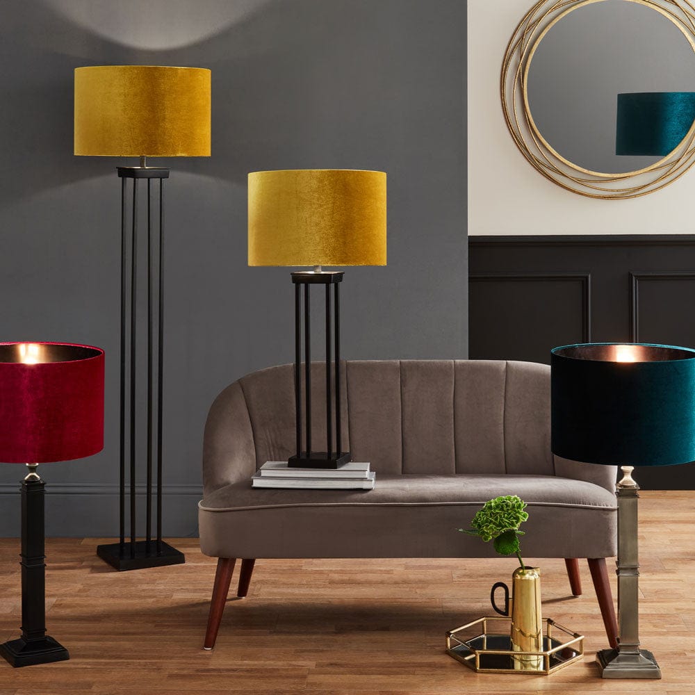 Langston Matt Black Metal Four Post Floor Lamp - Base Only.