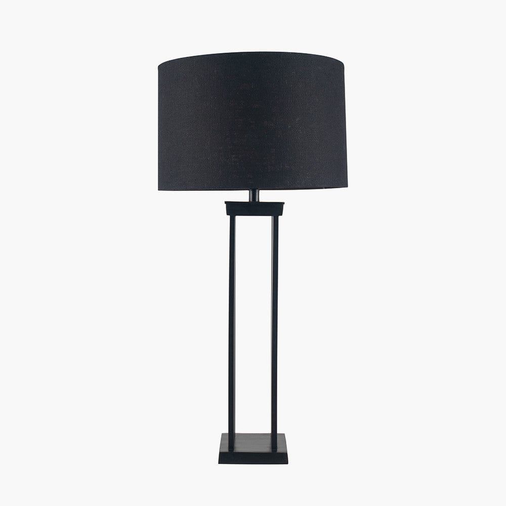 Langston Matt Black Metal Four Post Table Lamp - Base Only.